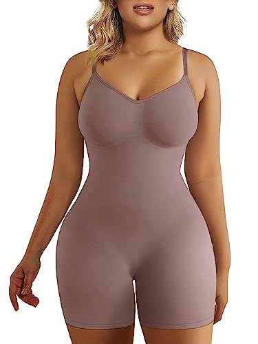 SHAPERX Mujer Bodies Moldeadores Reductora Shapewear Adelgazante Body Shaper Control de Abdomen Bodysuit Posparto, UK-SZ5218-Umber-L/XL