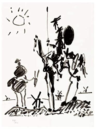 Sunsightly Don Quijote De Pablo Picasso, Arte De Pared Minimalista, Lienzo, Póster, Impresión En Lienzo, Cuadro De Pintura para Dormitorio, Decoración del Hogar, Sin Marco