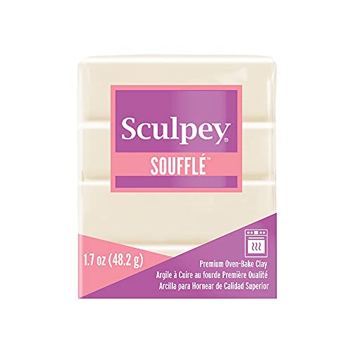 Sculpey Soufflé™ - Arcilla de horno de polímero para hornear, marfil, no tóxico, barra de 1.7 onzas, ideal para hacer joyas, vacaciones, bricolaje, medios mixtos y mucho más.