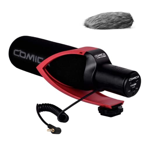 comica CVM-V30 Pro cámara micrófono supercardiode direccional Escopeta Video micrófono de Condensador para Canon Nikon Sony Panasonic réflex con 3,5 mm Jack (Rojo)