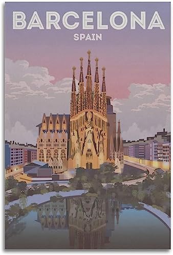 ESPAÑA BARCELONA Vintage Travel Poster Interior Paintings Prints Wall Art Print Picture 40x60cm Sin marco