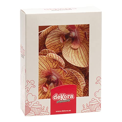 dekora - Decoración Comestible de Tartas Oblea Orquidea Color Amarillo - 8,5 - 7,5 cm