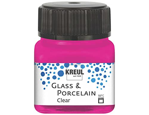 KREUL 16210-Pintura para Cristal y Porcelana, Base de Agua, Secado rápido, Color Rosa, 20 ml (16210)