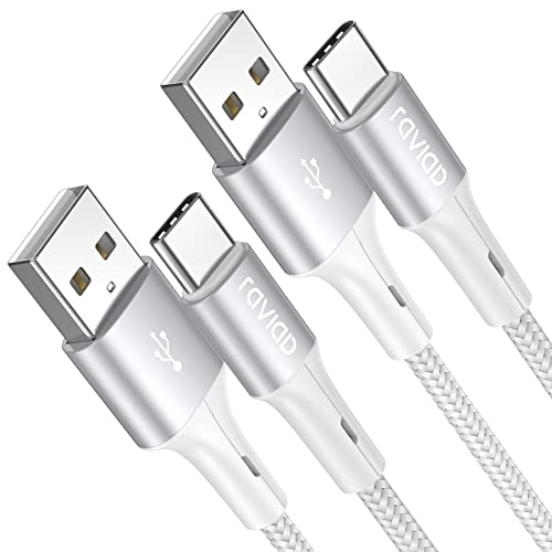 RAVIAD Cable USB Tipo C, [2Pack 1M] Cargador Tipo C Carga Rápida y Sincronización Cable USB C para Galaxy S20/S10/S9/S8/M51/M31/M21/Note 10/Note 9, Huawei P40/P30/P20, Redmi Note 9 Pro/9/8 - Plata