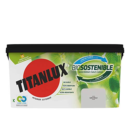 Titanlux Biosostenible pintura para paredes Gris Hielo 4L