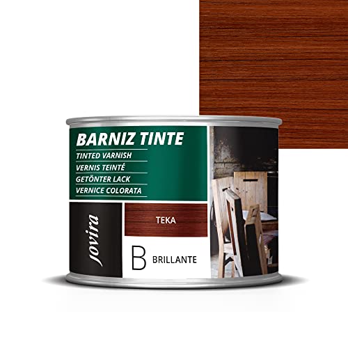 Barniz Madera Tinte Brillante (6 colores) barniz madera, protege la madera, decora y embellece la madera. (375 Mililitros, Teka)