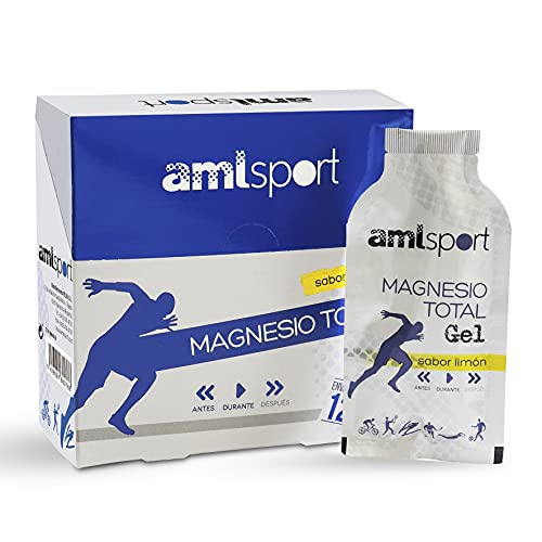 AMLsport - Magnesio total – 12 sobres de 20 ml (sabor limón) disminuye el cansancio y la fatiga, mejora el funcionamiento de músculos, huesos y sistema nervioso. Apto para veganos.