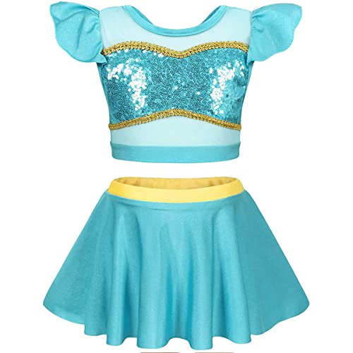 ZaisuiFun Bañador Traje de Baño Princesa para Niñas Natacion Tankini de 2 Piezas, Color 8, 6-7 Años(Etiqueta 140)