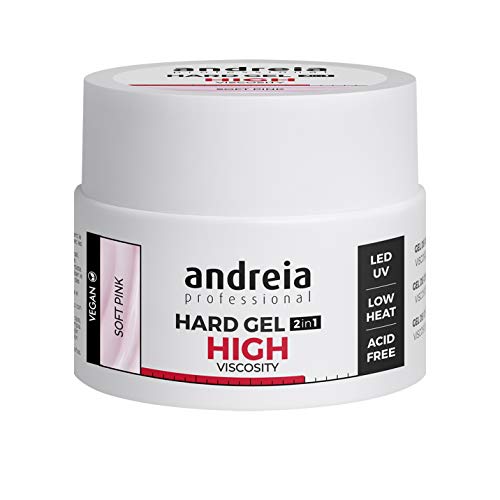 Andreia Professional Hard Gel Constructor para Uñas Bifásico 2 en 1 LED y UV - Gel Duro Rosa Suave de Alta Viscosidad para Uñas Tips y Extensiones Duras y Fuertes - Rosa Suave 44g