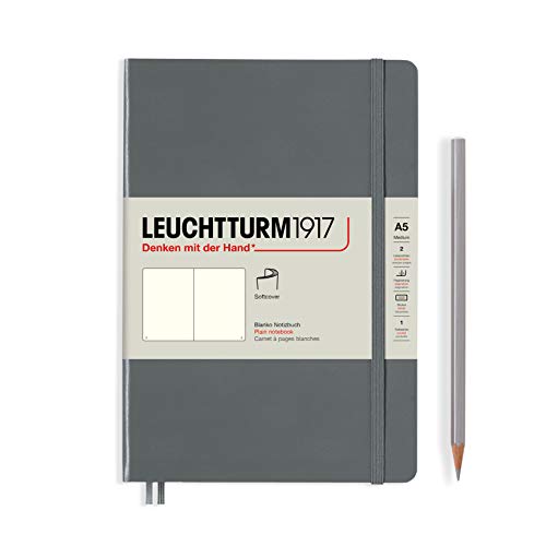 LEUCHTTURM1917 362866 Cuaderno mediano (A5), tapa blanda, 123 páginas numeradas, antracita, liso