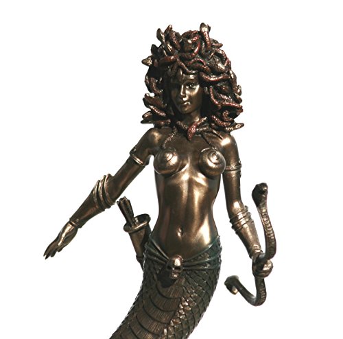 Estatua de Gorgon Medusa desnuda femenina serpiente pelo escultura acabado bronce 22 cm
