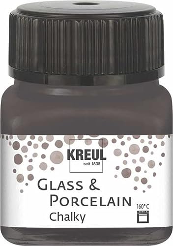 Kreul 16644 - Pintura para cristal y porcelana (20 ml, tinta de cristal mate a base de agua, secado rápido, opaca), color gris