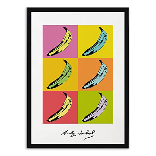 Andy Warhol Famosos Pared Arte Colorido PláTano Flor Poster Pop Arte Ganado Lienzo Pinturas CláSico Obra De Arte Cuadro Moderno Impresiones Sala De Estar Decoracion E5 /Negro 15x21inch Con marco