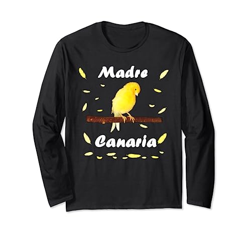 madre canaria pájaro canario amarillo mamá con plumas Manga Larga