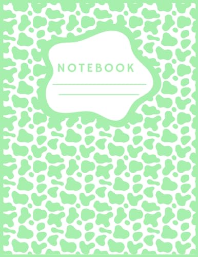 Pastel Green Cow Print Lined Notebook: Lined Notebook in Pastel Green Cow Print