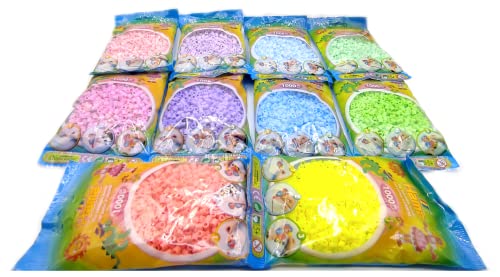 HAMA BEADS - PACK Colores PASTEL tamaño MIDI (5mm). 10x1000 piezas (amarillo, rojo, violeta, azul, verde, rosa, rosado, lila, azul hielo y menta)