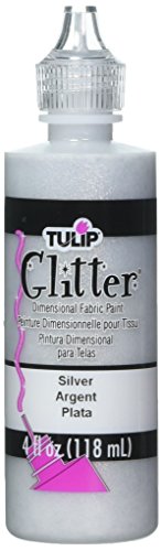 Tulip Glitter Pintura de tela dimensional, Plata, 118 ml