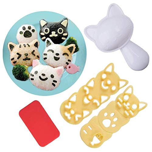 spier Molde de bola de arroz, set de sushi para hacer sushi de gato, dibujos animados, alimentos para manualidades, utensilios de cocina para bebés y niños