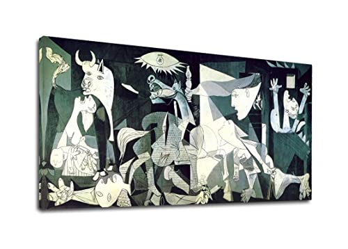 Xinmei Art Obra para paredes del hogar Pinturas de arte grandes y famosas Picasso Guernica Reproducciones de obras de arte Cuadros de pared Oficina Dormitorio 164x80cm (65x32in) Con marco