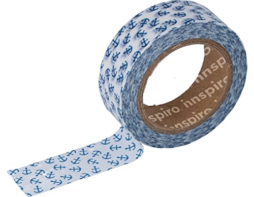 INNSPIRO Cinta masking tape Washi ancla azul 15mm.x10xm. Serie Ultramar
