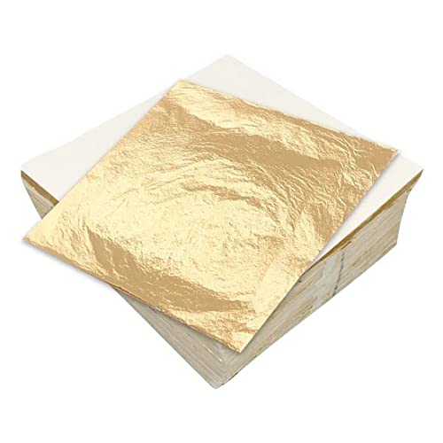 WEIESCIE 100 Proyecto de Arte de imitación de Hoja de Oro Artesanía Decoración de Muebles de Oro Decoración-Cristal Decoración de Pintura de uñas de Barro (Dorado)