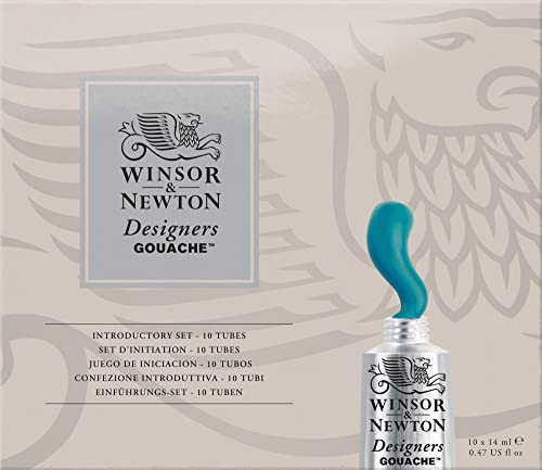 Winsor & Newton Designers gouache- Set de Gouache profesional de 10 tubos de 14ml, colores surtidos, para diseño, ilustración, artes gráficas
