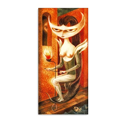 THREMA Surrealism Wall Art - Remedios Varo - Reproducción de pintura famosa sobre lienzo, póster e impresiones de Lady Godiva, lienzo de arte abstracto para decoración del hogar, 30 x 60 cm, sin marco