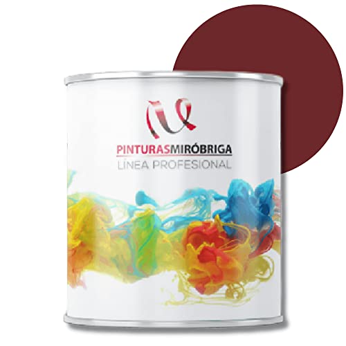 Pinturas Mirobriga Esmalte Antioxidante Color Rojo Ingles Ral 3011, Secado Rapido, Directo sobre metal, proteccion de superficies de hierro y madera. Envase de 750ml.