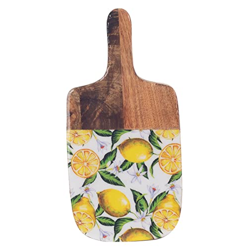 Tabla de Cortar de Cocina de Cerámica con Dibujo Limones, Salvamantel Decorativo Rústico Original Decoración Mediterranea, 30 cm