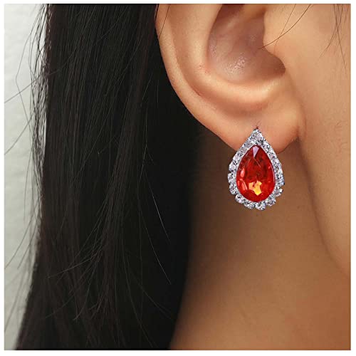 Inateannal Pendientes De Rubi Vintage Pendientes De Cristal Lagrima Roja Pendientes De Rubi Rojo Aretes De Novia Cz Gota De Agua Joyas Para Mujeres Y Niñas