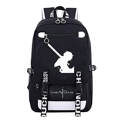 JAGOL Sword Art Online School Lienzo Bookbags Vintage Mochila, Daypack Bookbag Mochila para niños Chicas, Regalos para Adolescentes