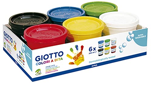 GIOTTO- Dita Pintura de dedos, Multicolor, 200 ml (Paquete de 6) (FILA F535000)