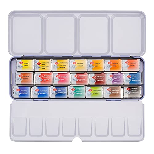 Pintura de acuarela blanca Night para artistas, 21 colores, en una caja de metal