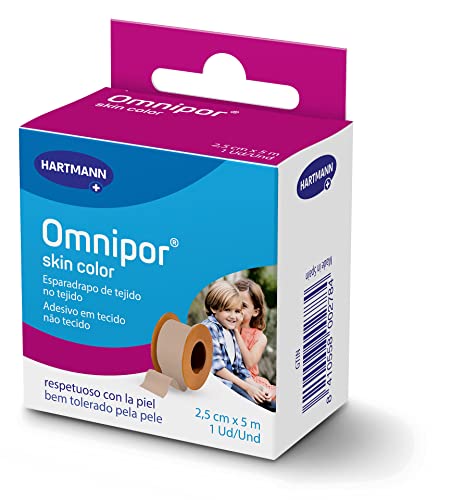Omnipor: esparadrapo hipoalergénico de tejido sin tejer para pieles especialmente sensibles; 2,5cmx5m; Color Carne