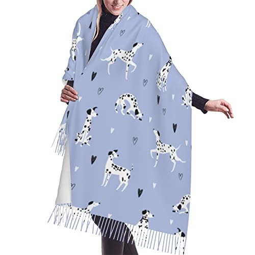 QQIAEJIA Bufanda suave chales con borla divertida de dibujos animados dálmatas perros mujeres moda otoño invierno cabeza bufanda, Como se muestra en la imagen, talla única