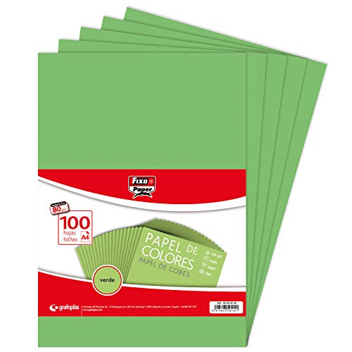 Fixo Paper 65009220. Paquete de 100 Hojas 80 g, Papel, Verde, A4