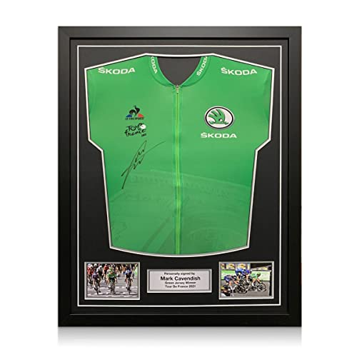 exclusivememorabilia.com Maillot Verde del Tour De France Firmado por Mark Cavendish. Enmarcado