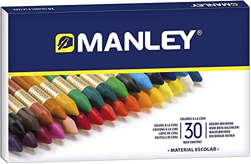 Manley Ceras 30 Unidades | Ceras de Colores Profesionales | Estuche de Ceras Blandas de Trazo Suave | Pueden Mezclarse los Colores | Colores Surtidos