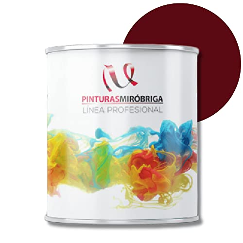 Pinturas Mirobriga Esmalte Antioxidante Color Rojo Burdeos Ral 3005, Secado Rapido, Directo sobre metal, proteccion de superficies de hierro y madera. Envase de 750ml.