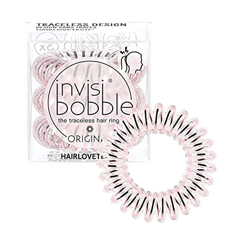Invisibobble gomas pelo rosa Original Bella Rosa Galaxy x3 - Goma de pelo antitirones - Coletero rosa en espiral - Goma de pelo cómoda y con fuerte sujeción