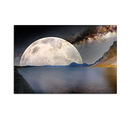Startonight Cuadro sobre Vidrio Acrílico - La Luna bajo el Agua - Moderno Cuadro de Cristal Acrílico 60 x 90 cm