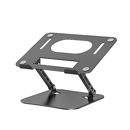 JUANWE Soporte Portatil Plegable de Aluminio para Ordenador,Ventilado Altura Ajustable Elevador Ergonómico Laptop Stand Compatible con MacBook/Portátiles/Notebook/DELL/Lenovo 10-17