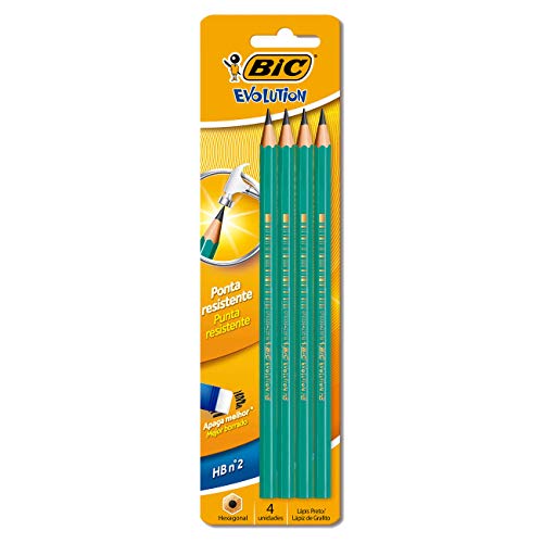 BIC Evolution Ecolutions - Blíster de 4 lápices de grafito hexagonal