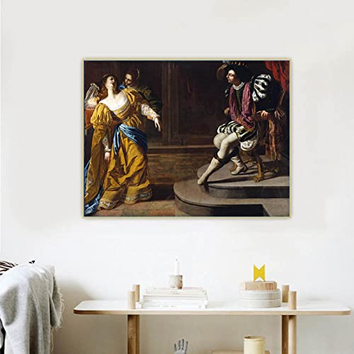 SDVIB Artemisia Gentileschi Esther before Ahasuerus lienzo pintura al óleo obra de arte imagen póster decoración del hogar lienzo impresión 70x85cm sin marco