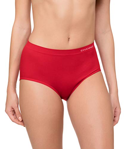 Channo Pack de 2 Bragas Altas Tallas Grandes de Licra Seamless sin Costuras. Diseño clásico en Color Rojo (Rojo, XXXXL)