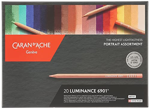Caran d'Ache Luminance Portrait Surtido de 20 colores, multicolor, 26 x 19 x 2 cm