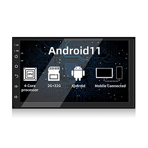 Radio de Coche 2 DIN, Radio de Coche con Pantalla táctil HD de 7 Pulgadas 1080P con Bluetooth, Radio de Coche Android con navi, Radio FM, Mirrorlink, WiFi, 2 Puertos USB