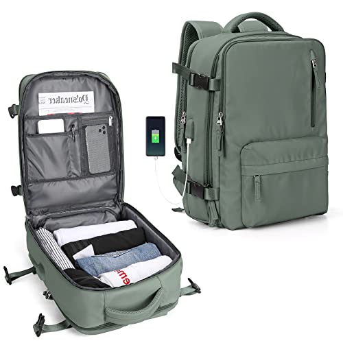 mochila viaje cabina avion 45x36X20 mujer ryanair bolsas de cabina 40x30x20 para vueling Cabina para EasyJet Equipaje de Mano ryanair Mochila de Senderismo mochila impermeable hombre Verde oscuro S