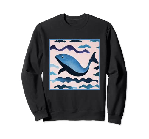 Acuarela ballena azul en el mar arte Sudadera