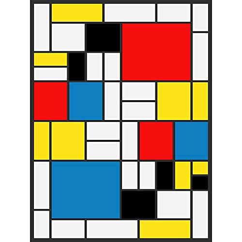 Wee Blue Coo Mondrian Abstract Cubes Squares Old Master Painting Art Print Poster Wall Decor 12X16 Inch